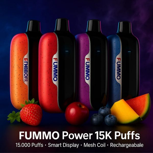 Fummo Power 15K Disposable Vape 15,000 Puffs Rechargeable USB-C Battery Mesh Coil